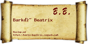 Barkó Beatrix névjegykártya