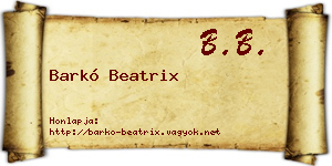 Barkó Beatrix névjegykártya